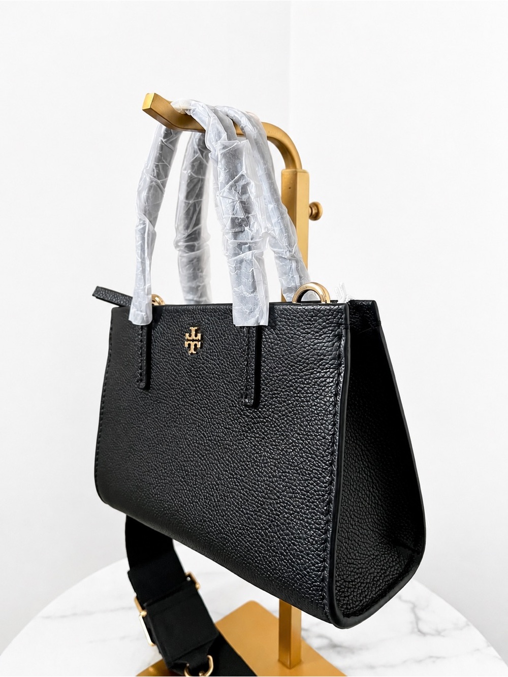 NWT Tory Burch Black Pebbled Leather Mini Tote Crossbody Style 176875 - Picture 2 of 13